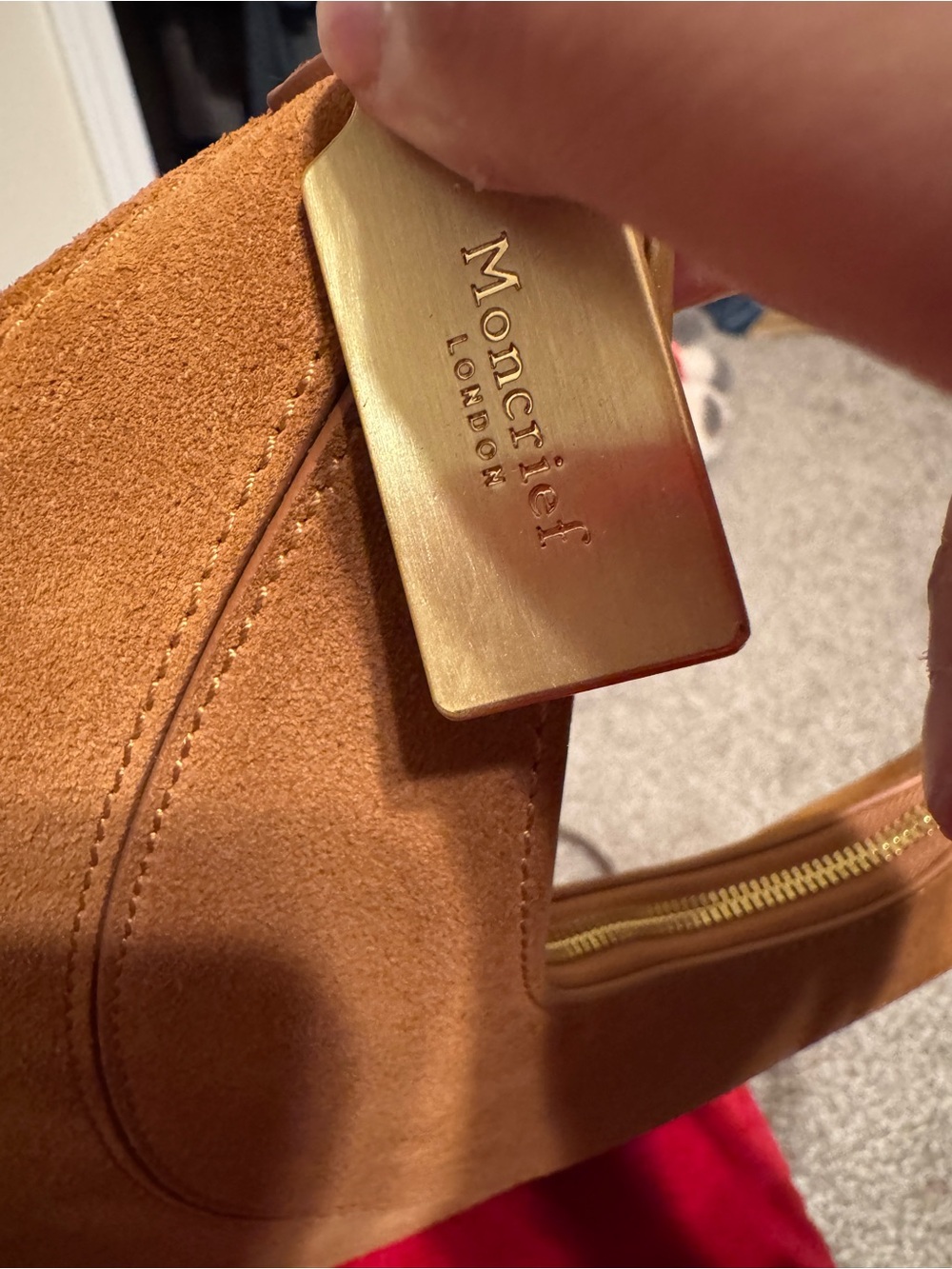 Moncrief London Mylah Brown Suede Hobo Shoulder Bag - Picture 5 of 7